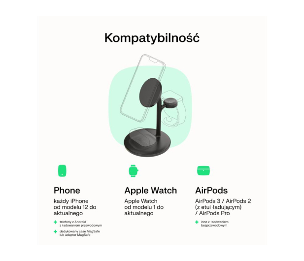 Green Cell MagScape Ładowarka Indukcyjna 3w1 MagSafe Czarny - 1299750 - zdjęcie 5